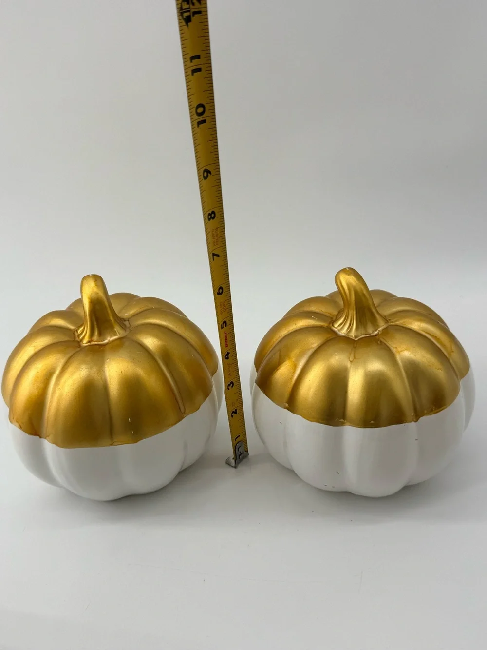 Home Accents Gold and White Pumpkin Pair Decorative Accents